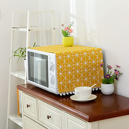 Housse de protection élégante pour four à micro-ondes, anti-poussière, anti-huile, échiquier jaune
