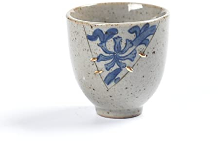 CODAO Juego de té de 2 Piezas 2 Tazas de Esmalte Antiguo Azul y Blanco, Tetera Hermosa Elegante, Tetera, Taza de café, Tetera