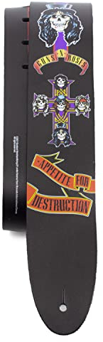 P Perri's Leathers Ltd. Unisex Perris 11008 Leder, Motiv Guns and Roses Appetite for Destruction, 6,3 cm Gitarrengurt, Mehrfarbig, 56