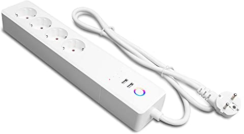 UseeLink Smart WLAN Steckdosenleiste, WiFi Intelligente Steckdose mit 4 AC-Ausgänge und 2 USB-Anschlüsse, kompatibel mit Alexa, Google Assistant, Fernsteuerung Sprachsteuerung, 16A, 1.5M
