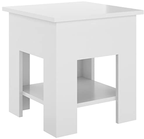 vidaXL Couchtisch mit Ablage Beistelltisch Wohnzimmertisch Kaffeetisch Sofatisch Teetisch Tisch Wohnzimmer Hochglanz-Weiß 40x40x42cm Holzwerkstoff
