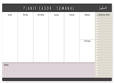 Casterli - Planificador semanal A4 de sobremesa. Organizador y planning de escritorio semanal, 56 hojas