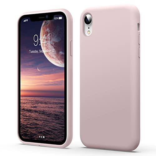 Flyzoo Cover Silicone Liquido per iPhone XR (2018), 6,1 Pollici, Custodia Protettiva con Tutto Il Corpo Tocco Morbido Setoso, 4 Strati Protezione Completa Antiurto con Fodera in Microfibra, Rosa