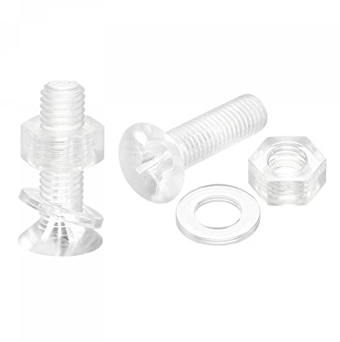 sourcing map Viti a testa piatta M8 x 30 mm in plastica con dadi e rondelle piatte, bulloni a testa piatta in policarbonato trasparente, 20 set