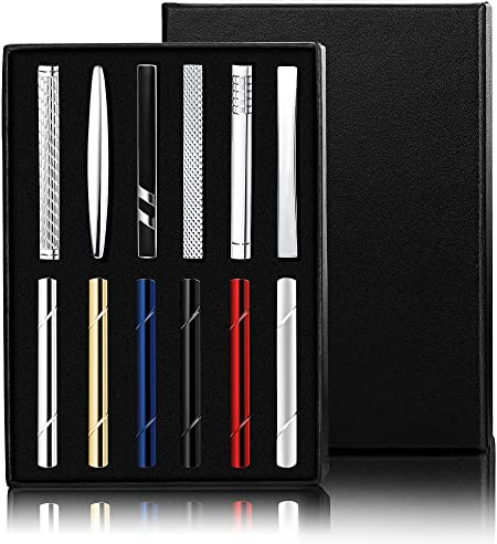 LOLIAS 12Pcs Tie Clips for Men Silver Black 14K Gold Plated Tie Bar for Regular Ties Classic Tie Clasps Necktie Wedding Meeting Business Clips with Gift Box