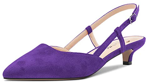 Castamere Donna Gattini Basso Tacco Heel a Punta Pumps Slingback Classico Dress Ufficio Sandali Slip-on 3.5 CM Heels Viola Scamosciato 39 EU