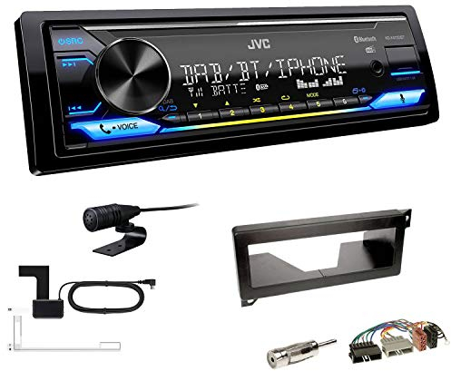 JVC KD-X472DBT 1-DIN Autoradio Bluetooth USB inkl DAB Antenne Einbauset passend für Jeep Cherokee 1997-2000 schwarz