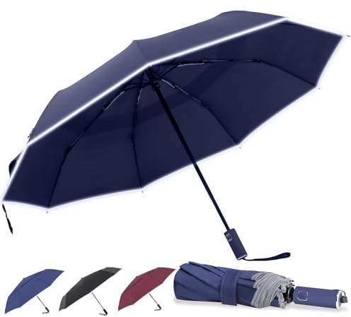 Cilnos Regenschirm Sturmfest, Winddichter Regenschirm Automatik Umbrella Ideal für Herren & Damen, Taschenschirm Sturmfest mit Doppelverdeck für Regen, Schirm mit Auf-Zu-Automatik