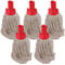 Red Disposable Cotton Mop Head Replacements PY Yarn Traditional String Mop Heads Self Threaded Socket Screw Mop Head - Colour Coded - (Pack Of 5) (Red)