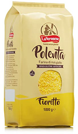 La Veronese | Polenta di Mais Giallo “Fioretto”, Farina per Polenta Senza Glutine, per Ottenere Una Polenta Cremosa e Delicata, Tempi di Cottura Minimi 40 Minuti, 1000g