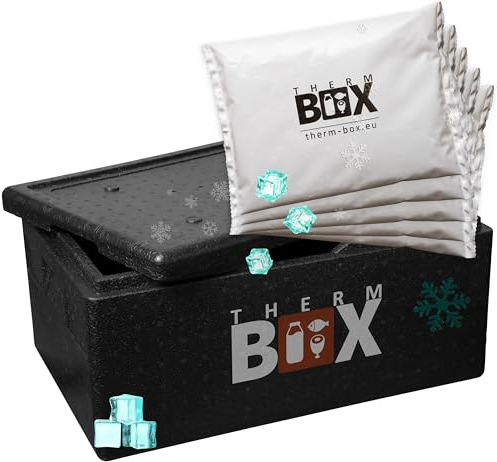 Therm Box Profi Styroporbox Gastro GN mit 5X Kühlakku für Kühlbox 40L Innen: 54x34x21,5cm Transportbox Wiederverwendbar