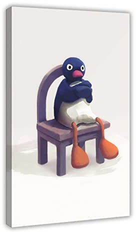 FISH DRAGATE Angry Pingu Leinwand-Poster, Wandkunst, Dekoration, Druck, Bild, Gemälde für Wohnzimmer, Schlafzimmer, Dekoration, Rahmen-Stil, 50 x 75 cm