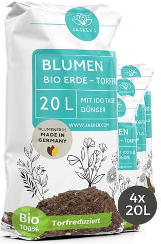 Bio Blumenerde torffrei 80 L (4x20L) - 100% nachhaltige Erde torffrei - Torffreie Pflanzenerde für Zimmerpflanzen mit Dünger - Universalerde torffrei - Blumenerde ohne Torf