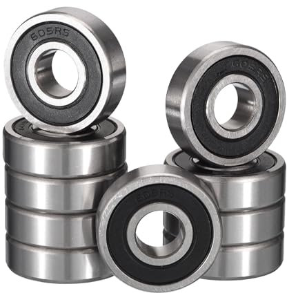 HiPicco 605-2RS Deep Groove Ball Bearings, ID 5mm x OD 14mm x Width 5mm Miniature Bearings, Double Rubber Sealed Ball Bearing Pre-Lubricated Chrome Steel Z2 Lever 10pcs