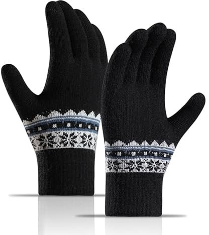 TAGVO Guanti da Donna Maglia Termica Invernali, Guanti in Maglia con Touch Screen, Guanti Neve Antivento in Pile Caldo Elastico Caldi Guanti Caldi da Esterno per Equitazione, Corsa, Sci, Lavoro