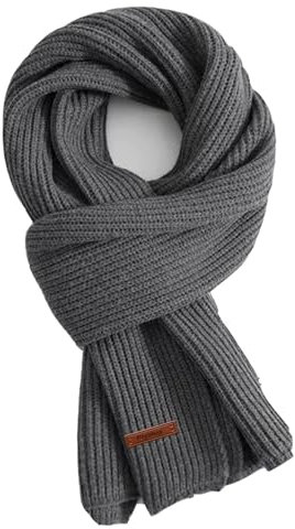 Flysluo Schal Damen Herren, Klassischer Gestrickter Loop Damen Herren Schal Winter Warm Lange Knit Scarf Strickschal Winterschal Feinstrick Unisex,Größe 185 x 35 cm,Grau