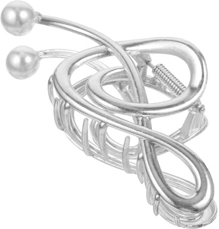 FRCOLOR Pince À Cheveux Métal Avec Perles Forme De Note De Musique Pour Femmes Large Clip À Cheveux Élégant Et Durable Accessoire De Coiffure Unique Et Gracieux