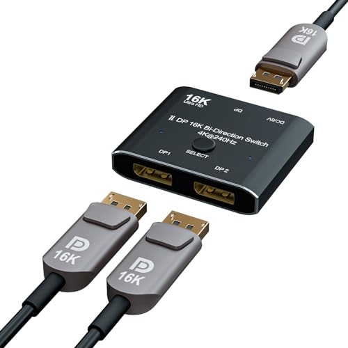 CHENLENIC Displayport 16K Bi-Direction 2x1 16K @60Hz 4K @240Hz 2 in 1 Out 1 in 2 Out Switch Converter for large Screens, A0201