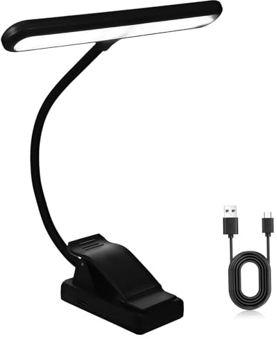 Toyvian Klavierlampe Xy-2069 Wiederaufladbar mit 27 Leds und 6 Stufen | Tisch und Notenpult, 1000 Mah Akku mit Ladestandanzeige, Schwarzes Kunststoffgehäuse, Kompakt