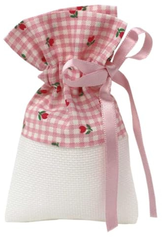 6 pezzi Sacchetti portaconfetti da ricamare a punto croce, Sacchetti bomboniere con tela aida, 6 sacchetti per confetti cerimonie (05 Rosa)