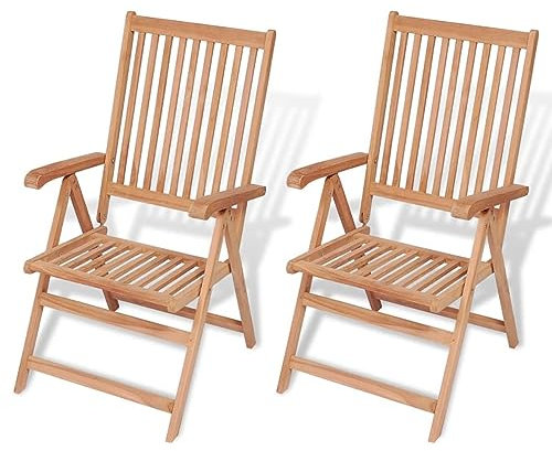 ARKEM Verstellbare Gartenstühle 2 STK. Massivholz Teak Gartenstuhl Klappbar BalkonmöBel Set Garten StüHle Stapelstuhl Garten