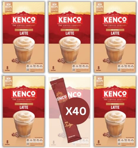 Latte sachets Kencos - 5x8 sachets of 13.6g Instant Coffee, total 40 cups of Latte