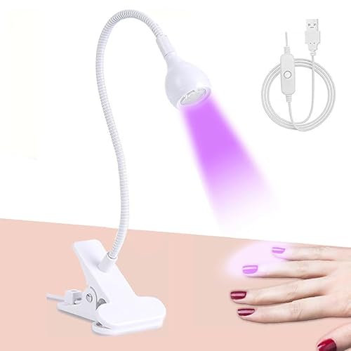 SUMKTO UV-Nagellack-Aushärtung lampen, Gel-Uv-Gänsehals-Nagel lampe 3W Gel-Nagellack-UV-Licht mit Lampen clip Profession eller Nagel trockner für Gel politur Aushärtung Nagel-Tipps Kunst-Werkzeuge