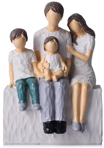 XMGZQ Family of 4 Figurines,Personalized Mothers Ideas,Mom Dad Son Daughter Statue,Mother and Baby Figurine,Parents and Kids,Birthday for Wife from Husband