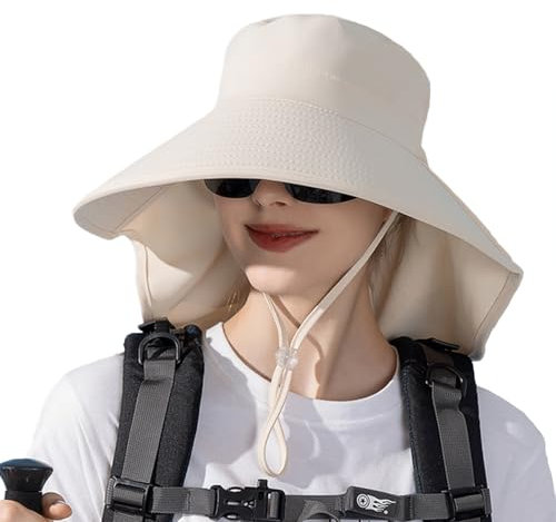 Cappello da Sole Estivo Donna UPF 50+, Cappello Traspirante con Corda Antivento, Cappello da Sole Protettivo, per Giardinaggio,Viaggi,Escursionismo,Pesca Cappello Donna Estivo
