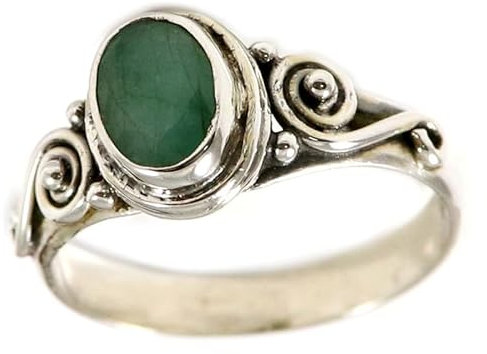 SILVERNROCK Smaragd facettiert Edelstein-Bandring für Männer und Frauen Bandring aus 925er-Sterlingsilber alle Größen handgefertigter Schmuck ERG-192B_54 (17.2)