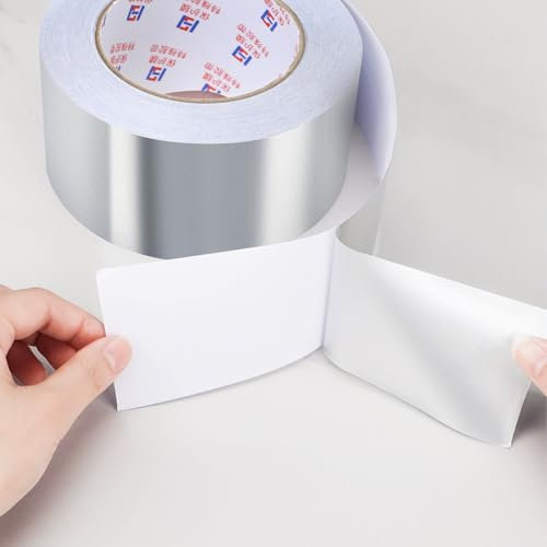 AIIKTOTA Aluminium Foil Tape, Adhesive Insulation Tape, Insulating to High Temperatures, Moisture, and UV - 60mm x 50m - Perfect for HVAC Repair & Pipe Repairs, Insulation, and Sealing, 1 Roll