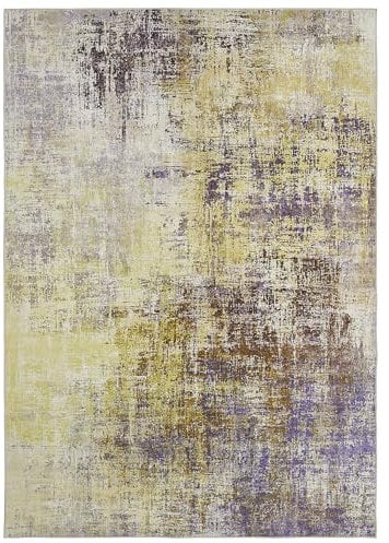 andiamo Teppich Pila | Dünner Designteppich für Wohnzimmer und Schlafzimmer | Abstrakt | Grün-Lila 80 x 150 cm
