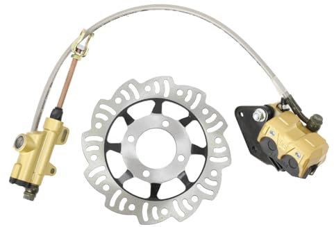 ECUTEE Hydraulische Hintere Scheibenbremse Bremssattel Bremsanlage Teile Hydraulik Bremsen Kit mit 1 Bremse Scheibe, für 49-125ccm 4-Takt Mini- Pocketbike MotoCross Dirt Bike Pitbike