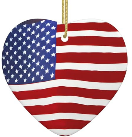 Amerikanische Flagge Baseball Weihnachten Ornamente Keramik Herzförmiger Anhänger Weihnachtsbaum Keramik Hängend