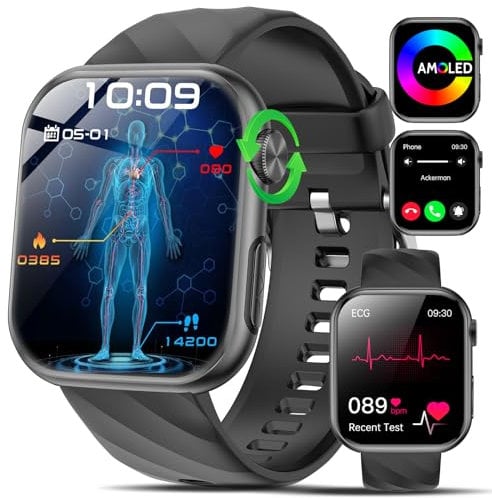 Lgnitek Smartwatch Uomo Donna ECG/HRV/Lipidi/Acido Urico/BMI/Bluetooth Chiamate
