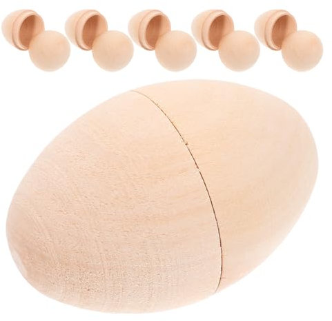 jojofuny 6 Stück Unfertige Holz-Ostereier Befüllbare Holzeier Unbemalte Holzeier Für -Bastelbedarf 2 36 Zoll