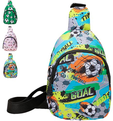 AUNGKWANG Fußball Kinder Umhängetasche, Schultertasche Anti-Diebstahl, Multifunktionale Crossbody Brusttasche, Niedliche Cartoon Münztasche, Kinder Reißverschluss Handtasche, Sports and Outdoor Use