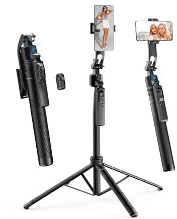 Treppiede Smartphone Tracciamento, Rollei Easy Creator Tripod Face Tracking 360 Bastone Selfie Estensibile 38~163cm con Telecomando per Tiktok Video e Vlog, Treppiede-Smartphone-Bastone-Selfie-Stick