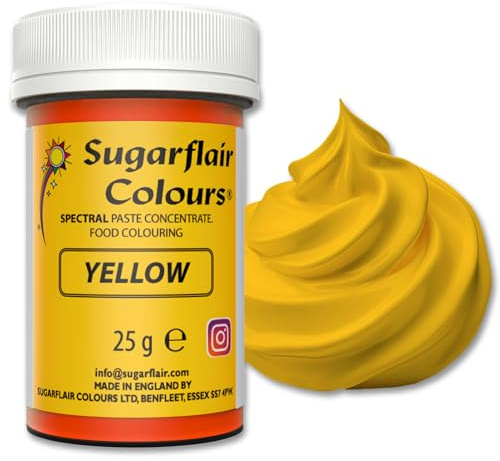 Sugarflair Yellow Food Colouring Paste 25g | Concentrated Yellow Food Dye for Fondant, Buttercream, Cake Decorating and More - Vegan, Kosher, Bake-Stable