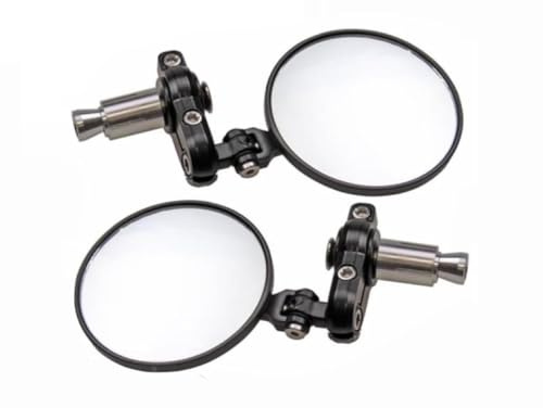Lenkerendenspiegel Set schwarz rund klappbar passend für Simson S51, SR50, KR51 – CNC-Alu Spiegel für 22 mm Lenker – links + rechts – sportlich & klappbar – für Umbauten & Tuning