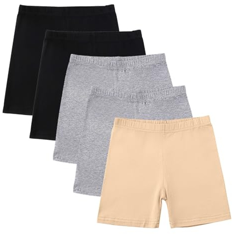 duxyoz 5 Pack Girls Cycling Shorts Breathable Safety Dance Dress Short Kids Children Teen Cotton Stretchy Undershorts Multipack Cartwheel Bike Shorts Summer Clothes Set Multicolor 5-6 Years