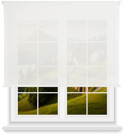 Well Home Estor Enrollable Translúcido Liso - Blanco Roto, 90 x 175cm (Ancho x Largo)/Tamaño de la Tela 87 x 170cm