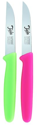 El Herder Set de couteaux d'office – Ensemble de cuisine 2 pièces 29 cm – Lames en acier Soling tranchantes – Antirouille & Passe au lave-vaisselle – Poignées PP vert fluo et rose – Léger 51,5 g