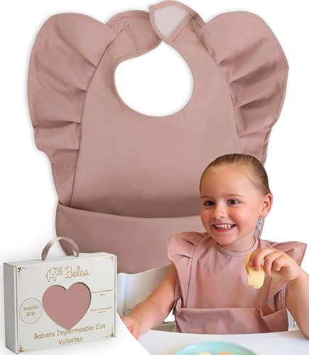 Baberos Bebe Impermeables Sin Mangas BLW 6 Meses a 5 Años Niña sin BPA | Babero para Comer con Bolsillo Recogemigas Alimentación Complementaria Babete Impermeável Regalo Baby Shower Cumpleaños Bebé