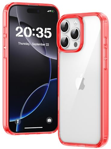 Voyahülle Clear Case for iPhone 16 Pro Max, Ultra Thin, Shockproof TPU Cover, Anti-Yellowing, Crystal Clear, Phone Case for Apple iPhone 16 Pro Max - Red