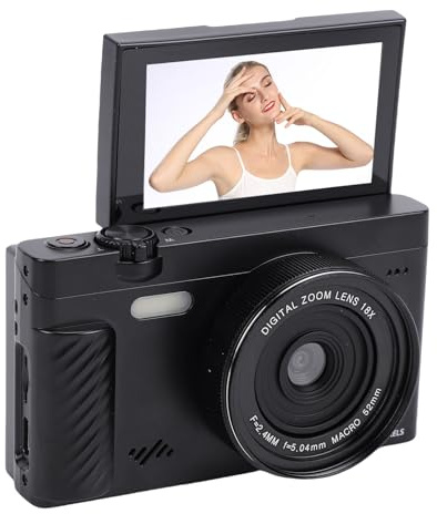 MENDUNER 4K Digitalkamera 75 MP mit 3,0 Zoll Klappbildschirm WLAN, 18 Fach Zoom Vlogging Kamera für YouTube, Anfänger und Content Ersteller (Black)