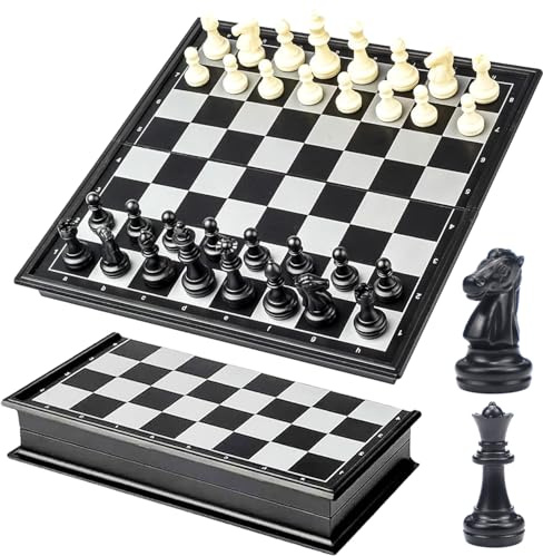 Magnetisches Schachspiel - Hochwertiges, faltbares Schachbrett（25x25cm） | reiseschach，Anfänger Schach Satz,Tragbares Schachbrett,für Reisen und Familientreffen