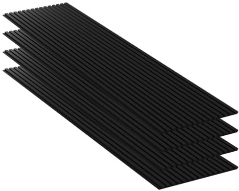 MPDiscount Panneau Mural Acoustique à Lattes MDF 240x60cm - 11mm Noir Mat | Panneau décoratif mural bois, isolation phonique naturelle contre l'écho. Pose facile 30 min, sans outil, du sol au plafond.