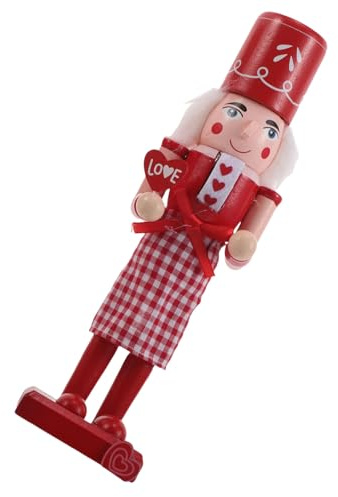 TOYZFRIENDY Valentine's Day 25cm Wooden Nutcracker Doll Red Cupid Heart Table Decoration Traditional Nutcracker Figurine Holiday Desktop Ornament