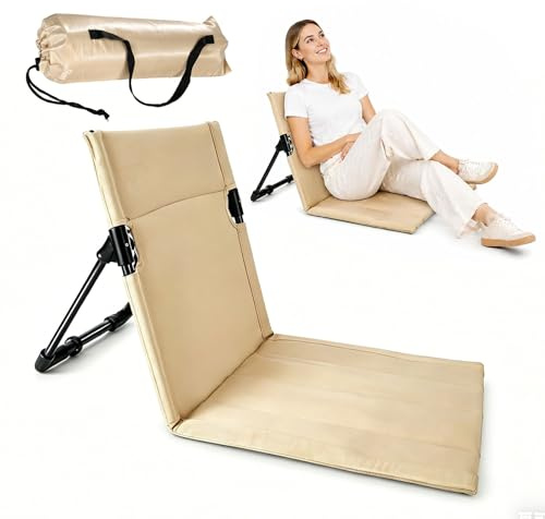 bssmmai Strandmatte mit Rückenlehne, Klappbar Strandstuhl, Tragbare Strandliege Faltbarer, Campingstuhl Liegestuhl für Picknick Garten Wandern